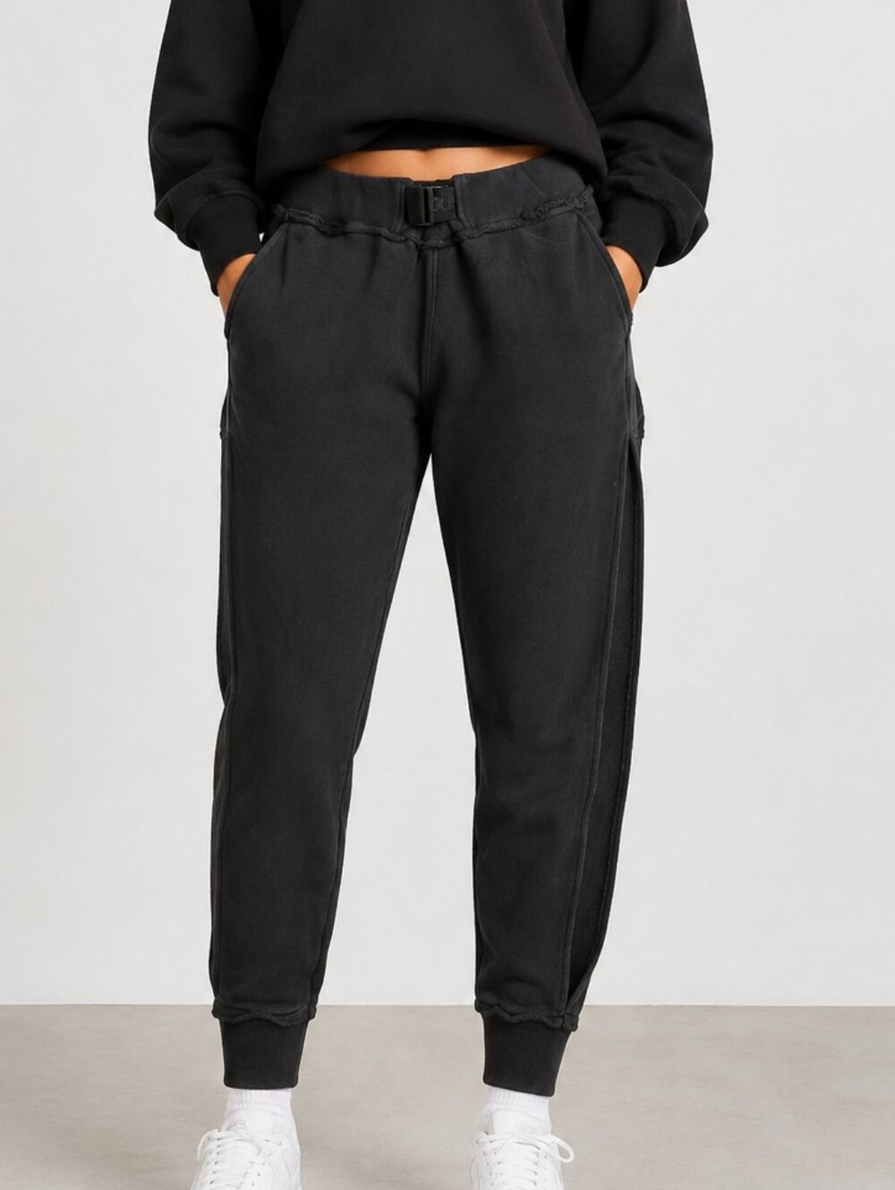 IVY PARK Black Jogger Pants Women’s XL 100% Cotton Side Panel Cuffed